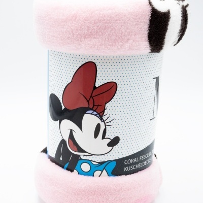 Manta rosa de coral fleece com etiqueta cheia da Minnie Mouse