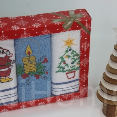 Conjunto de toalhas Natal e árvore de Natal decorativa de madeira