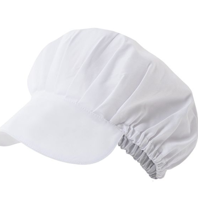 Gorro de cozinha branco com pala e elástico