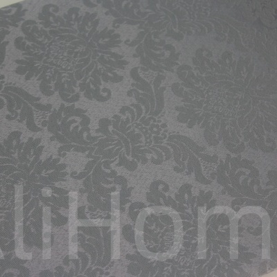 Tecido cinza com padrão floral em tom ligeiramente mais escuro
