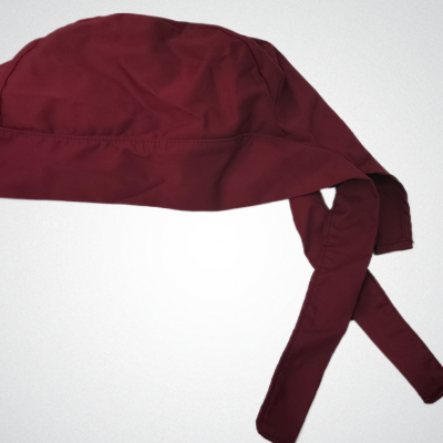 Lenço de cabeça vinho com tiras para amarrar