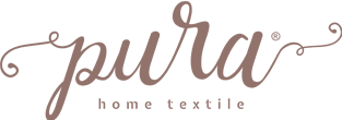 Logotipo pura home textile em cor castanha clara