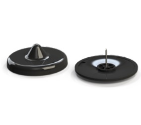 Bloqueadores antirroubo pretos redondos com cone e pino metálico