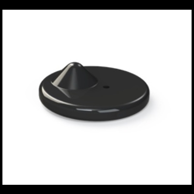 Base redonda preta com um cone na superfície