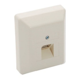 Tomada de rede informática branca de parede com conector RJ45