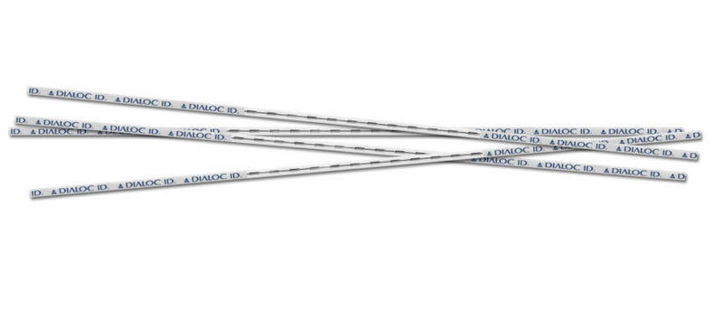 Laços de segurança brancos com texto azul DIALOC ID.