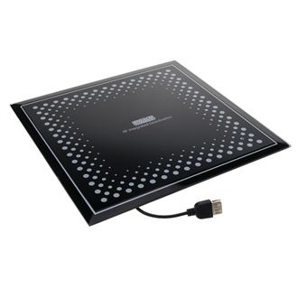 Tapete aquecedor elétrico quadrado preto com padrão circular cinza