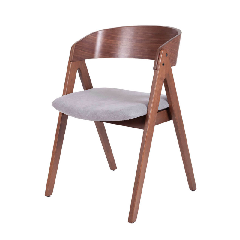 Cadeiras | RINA Cadeira de madeira com assento cinza e encosto curvo