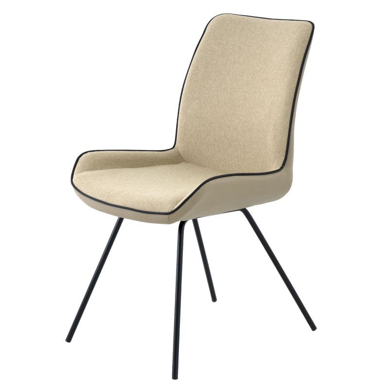 Cadeiras | NORMA Cadeira estofada bege com pernas de metal pretas