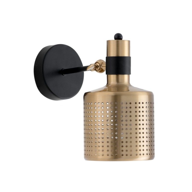 Iluminação de Parede | LUAR Arandela metálica com abajur dourado perfurado