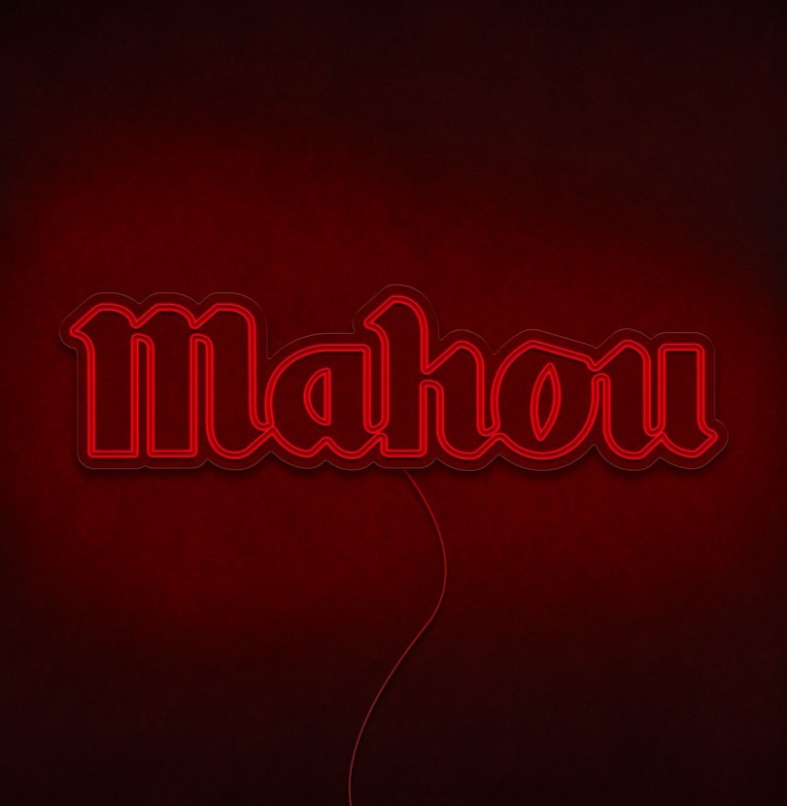 NeonLED | Mahou Letreiro luminoso em néon com texto Mahou em vermelho