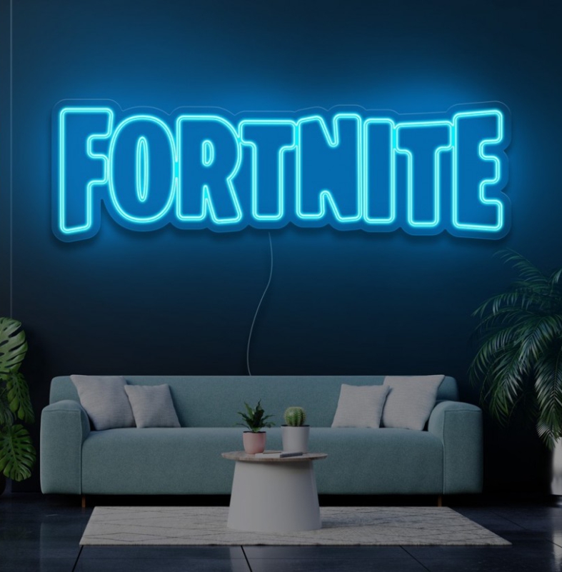 NeonLED | Fortnite Sala de estar com letreiro de néon azul FORTNITE