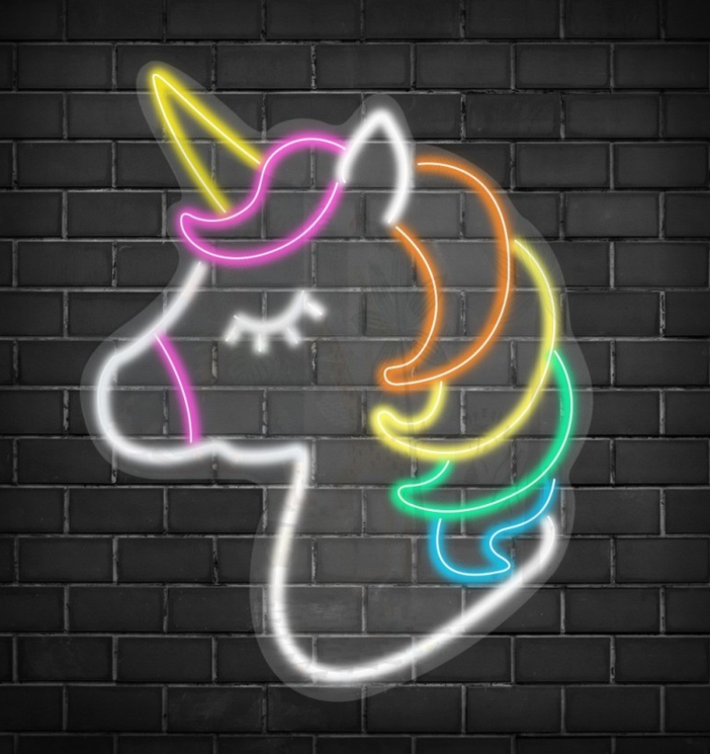 NeonLED | Unicórnio Luz de néon em forma de unicórnio colorido na parede