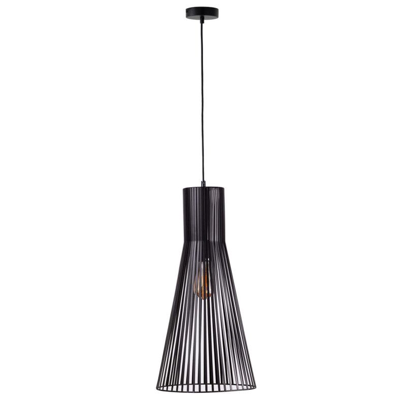 Iluminação de Teto | DAYA Candeeiro de teto pendente em metal preto com design cónico e barras verticais