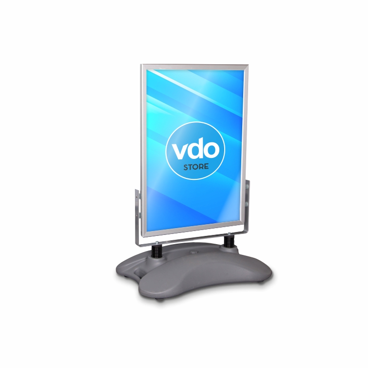 Heavy Base Poster | A1 - 59x84cm Expositor de publicidade portátil com base cinzenta e cartaz azul VDO STORE