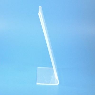 Suporte de acrílico transparente com base quadrada em fundo azul