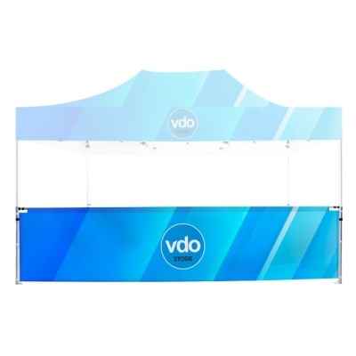 Tenda azul com logotipo vdo STORE