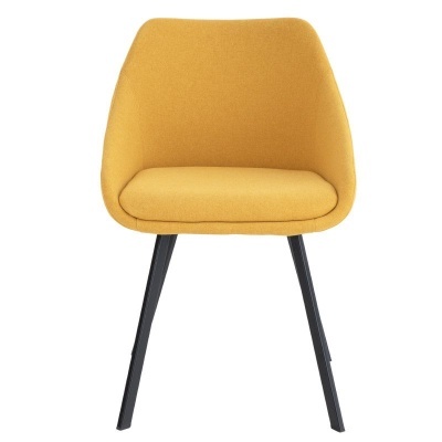 Cadeira amarela com pernas pretas sobre fundo branco