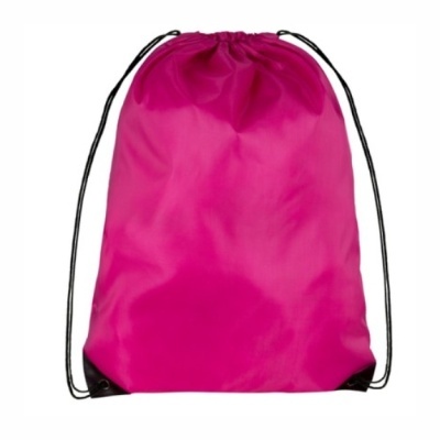 Mochila saco cor rosa com cordões pretos