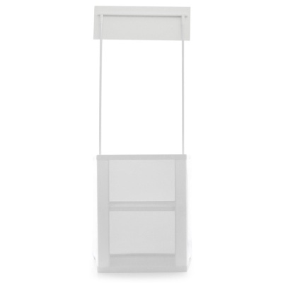 Expositor branco suspenso com duas prateleiras