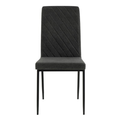 cadeira de sala de jantar cinzenta com pernas pretas