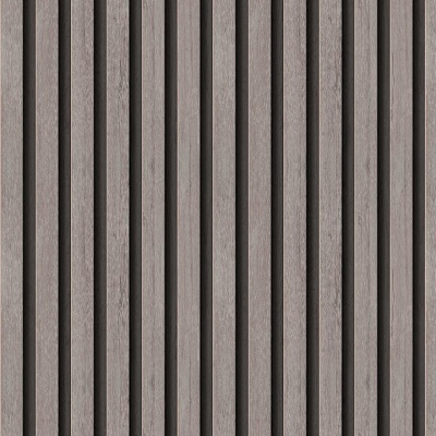 Painel de madeira cinza com ranhuras verticais