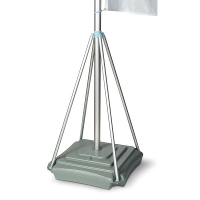 Base de guarda-sol cinzenta com suporte metálico