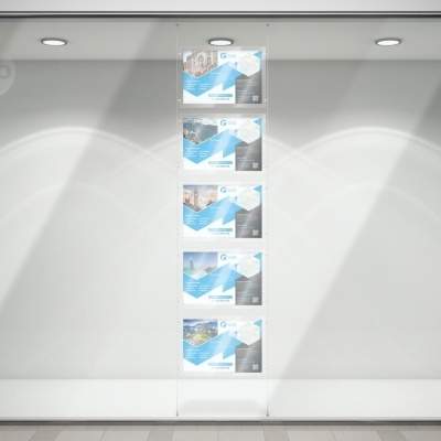 Caixas de filtros de cabine VEGO empilhadas em vitrine iluminada