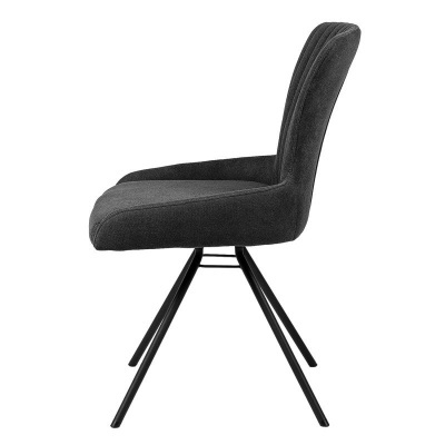 Cadeira cinzenta com pernas metálicas pretas vista de lado