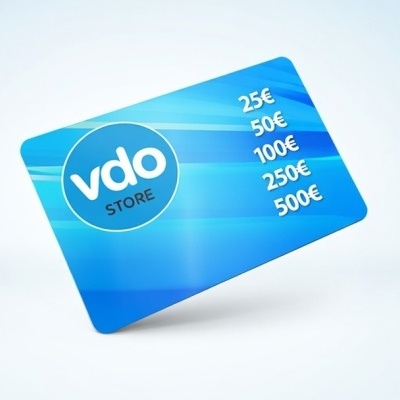 Cartão azul vdo STORE com valores em euros