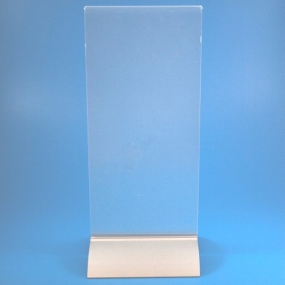 Suporte transparente vertical com base branca