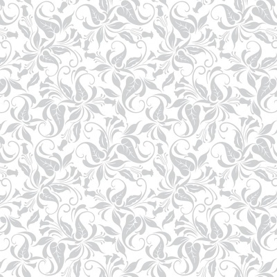 Padrão floral cinzento claro sobre fundo branco com folhas e flores abstratas
