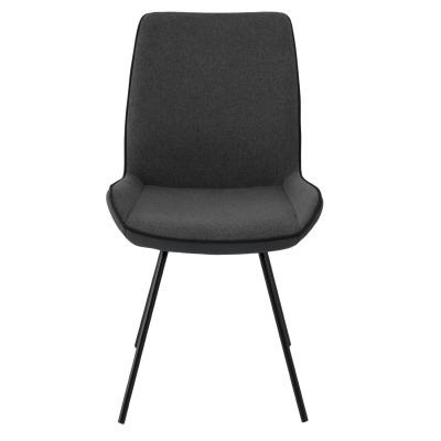 Cadeira estofada cinza escuro com pernas pretas