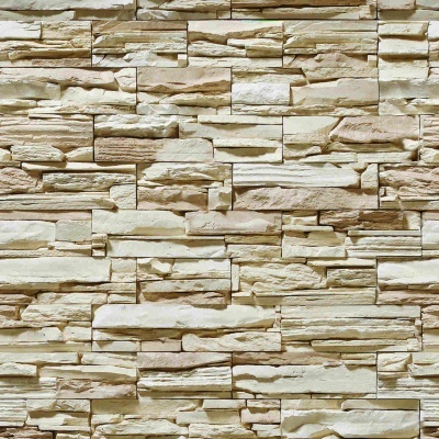 Painel decorativo de parede em pedra artificial bege e castanho