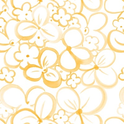 Padrão abstrato amarelo de flores num fundo branco