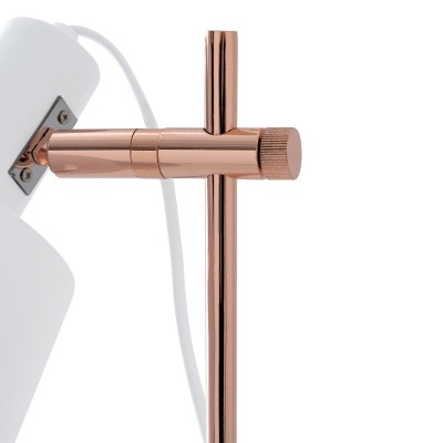 Luminária com suporte metálico cobre e estrutura branca