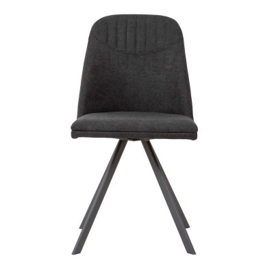 Cadeira cinza escuro com pernas pretas sobre fundo branco