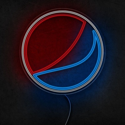 Logótipo em néon da Pepsi vermelho e azul