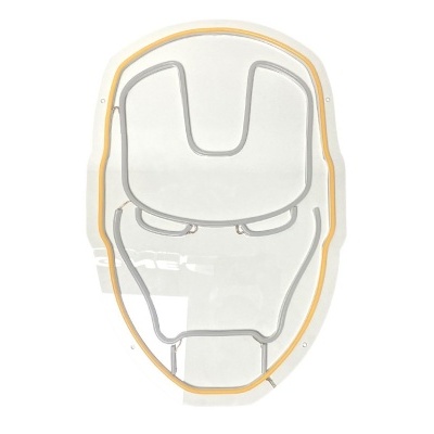 Máscara Homem de Ferro preta, branca e amarela, formato capacete