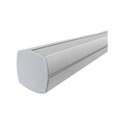 Perfil de alumínio cinza claro com extremidade arredondada