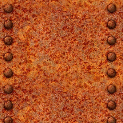 Superfície metálica enferrujada com rebites