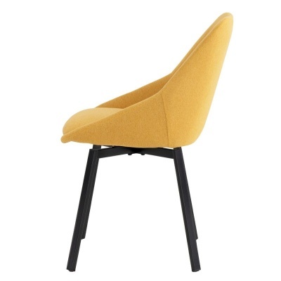 Cadeira estofada amarela com pernas pretas