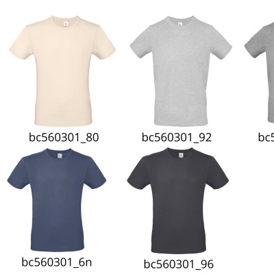 Sete t-shirts básicas de manga curta em várias cores sólidas