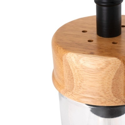 Moinho de café com tampa de madeira e vidro transparente