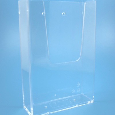 Suporte acrílico transparente retangular com recorte frontal