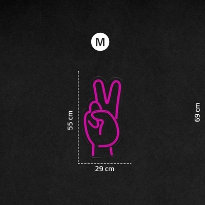 Desenho do sinal de paz em três tamanhos com medidas indicadas