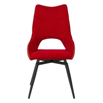 Cadeira vermelha com estrutura preta e design moderno