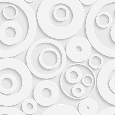 Padrão 3D de círculos concêntricos brancos em relevo sobre fundo branco