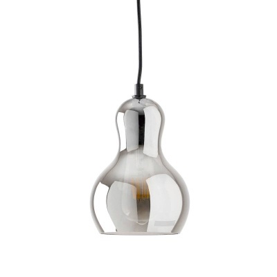 Lâmpada suspensa em vidro fumado prateado com fio preto