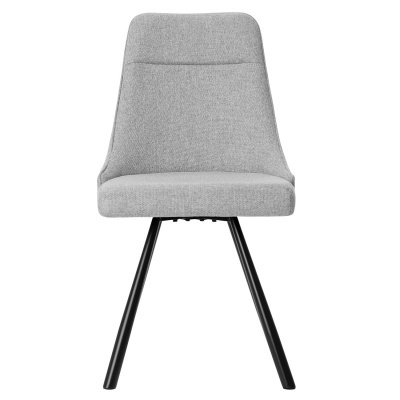 Cadeira estofada cinzento claro com pés em metal preto